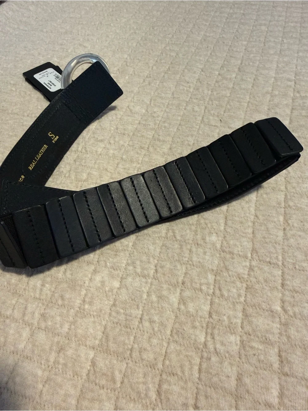 NWT Rag & Bone Black Leather Ryder Stretch Belt Silver Buckle Small